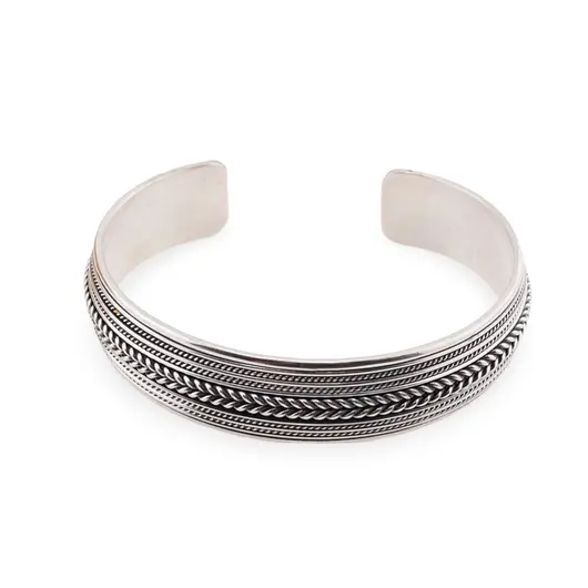 Bratara din argint 925 fixa, model lat snur impletit fin, 16mm