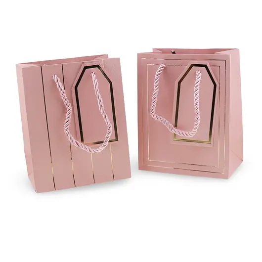 Punga pentru cadou dreptunghiulara roz, 15x12cm, imagine 3
