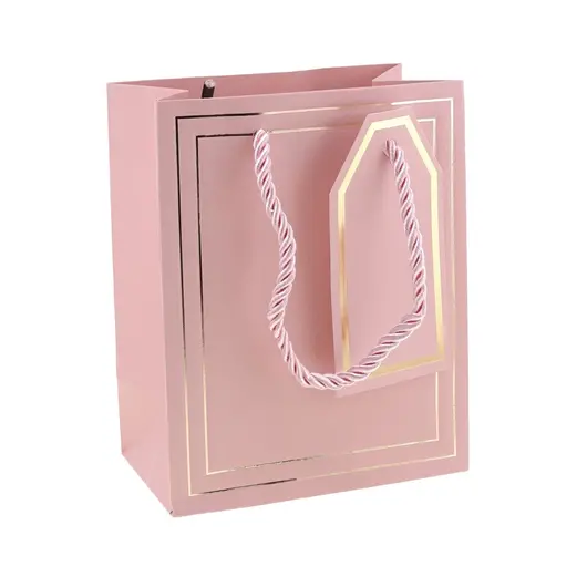 Punga pentru cadou dreptunghiulara roz, 15x12cm