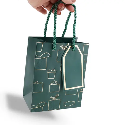 Punga pentru cadou dreptunghiulara verde, 15x12cm, imagine 2