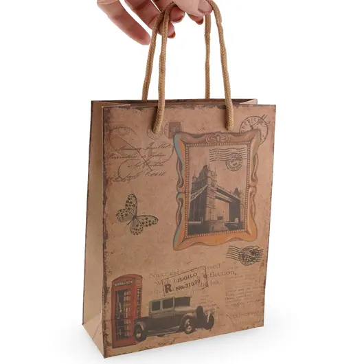 Punga pentru cadou maro diverse modele, 20x15cm, imagine 5