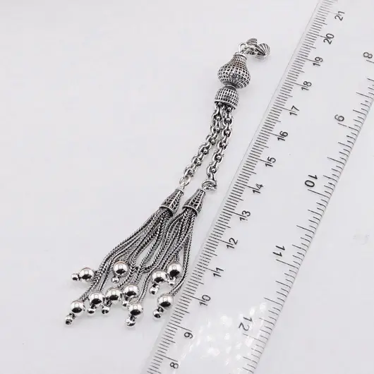 Accesoriu pandantiv din argint 925, model cu ciucuri și bile decorative - 12cm, imagine 3
