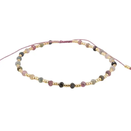 Bratara pe nod culisant Turmalina multicolora A+ discuri fatetate, 3mm, imagine 2