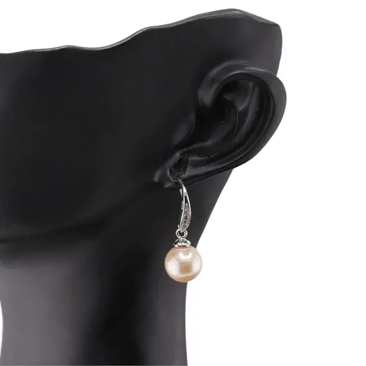 Cercei cu agatatoare si Perle Mallorca crem 10mm, imagine 4