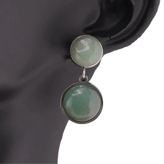 Cercei cu surub Aventurin - model rotund, 30mm, imagine 2