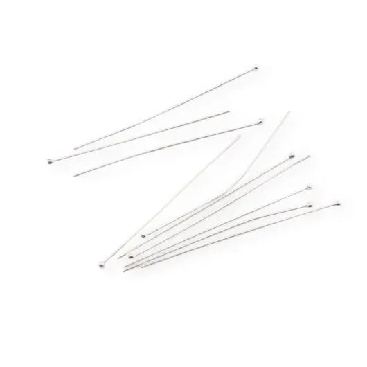 Accesoriu din Argint 925, tija cu bumb in capat, set 10 buc - 40x0,5mm