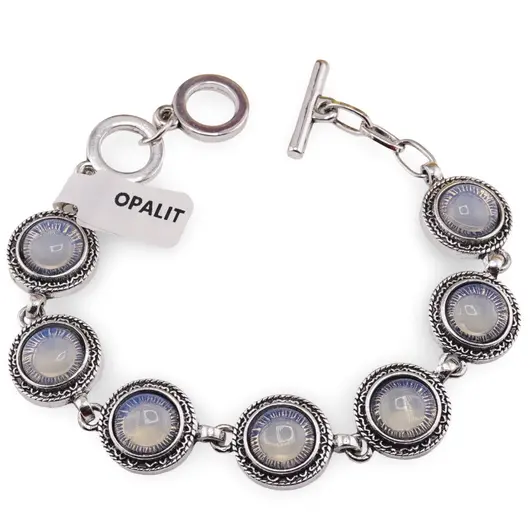 Bratara Opalit cu montura din metal, model filigranat împletit rotund