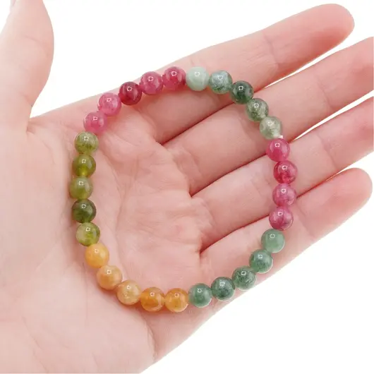 Bratara pe elastic Agat colorat sfere, 6mm, imagine 4