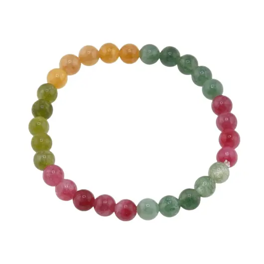 Bratara pe elastic Agat colorat sfere, 6mm