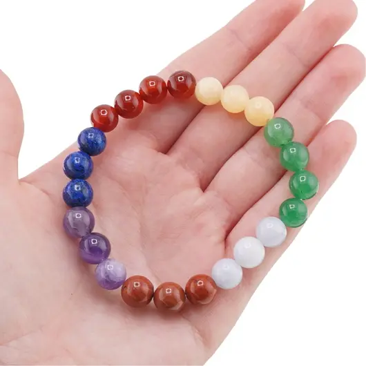 Bratara pe elastic cristalele celor 7 chakre sfere, 8mm, imagine 4