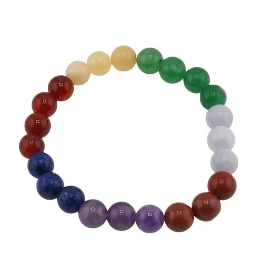 Bratara pe elastic cristalele celor 7 chakre sfere, 8mm