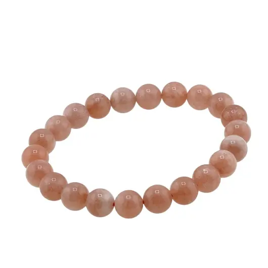Bratara pe elastic Piatra Lunii piersica sfere, 8mm, imagine 2