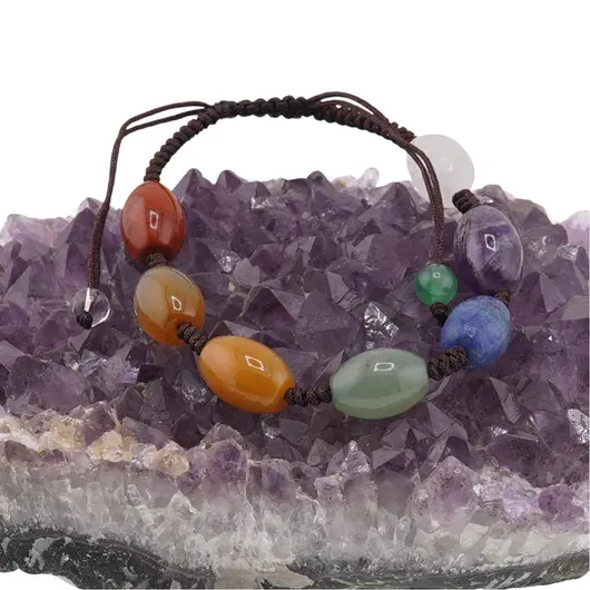 Bratara pe nod culisant cristalele celor 7 chakre ovale, 14mm, imagine 3