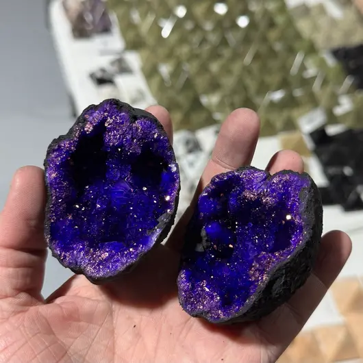 Geoda cuart de Maroc, mare - 7-9cm, mov-indigo, imagine 2