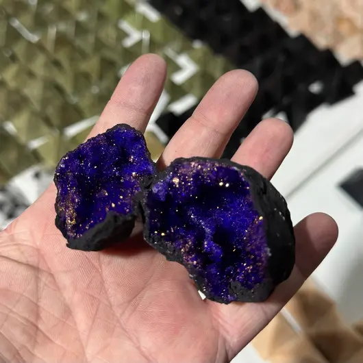 Geoda cuart de Maroc, medie - 5-6cm, mov-indigo, imagine 2