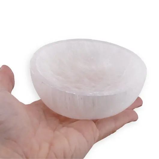 Bol rotund din Selenit, mic - 10cm, imagine 4