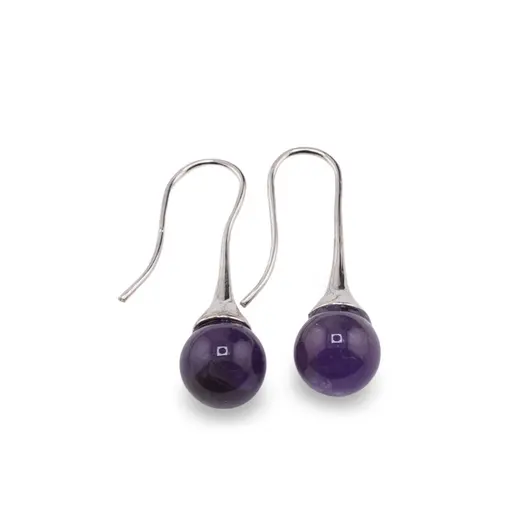 Cercei argintii cu agatatoare, Ametist sfere 10mm