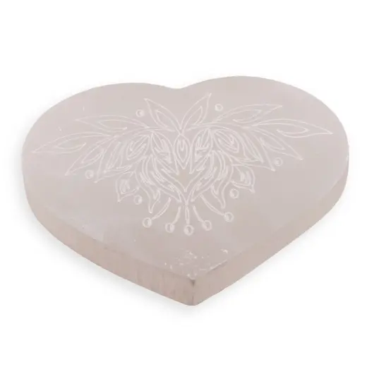 Selenit inima gravata cu floare de lotus - 14cm, imagine 2