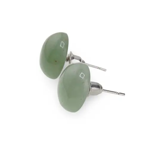 Cercei cu surub Aventurin semisfere, 12mm, imagine 2