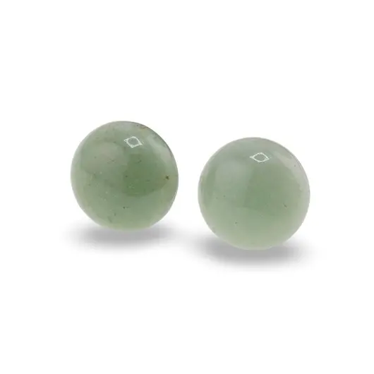 Cercei cu surub Aventurin semisfere, 12mm