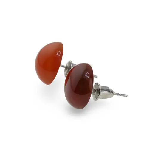 Cercei cu surub Carneol semisfere, 12mm, imagine 2