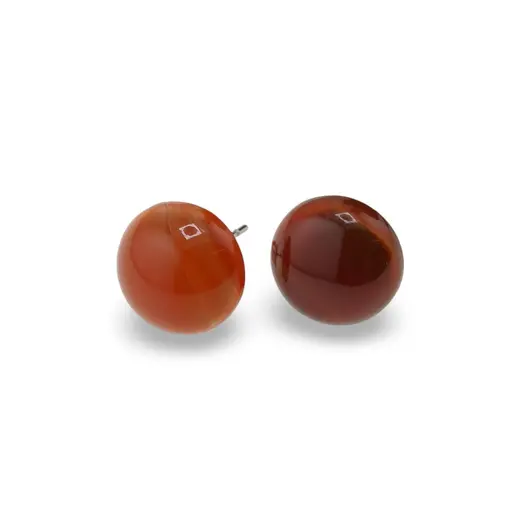 Cercei cu surub Carneol semisfere, 12mm