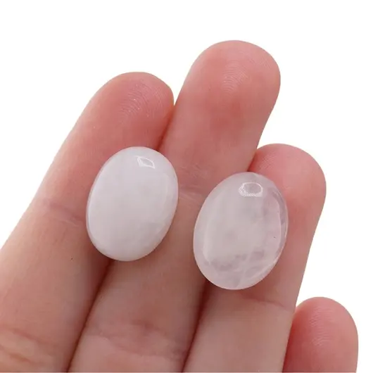 Cercei cu surub Cuart roz ovali, 16 x 12mm, imagine 4