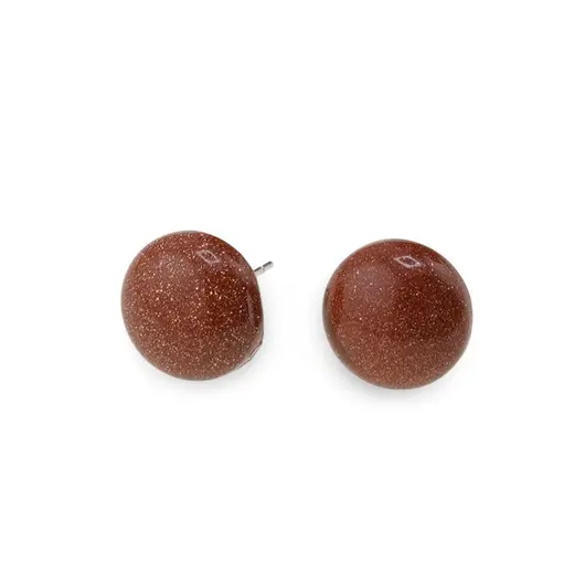 Cercei cu surub Goldstone maro semisfere, 12mm