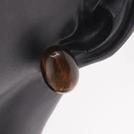 Cercei cu surub Ochi de tigru ovali, 16 x 12mm, imagine 3