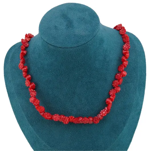Colier Coral rosu flori 8mm, imagine 3