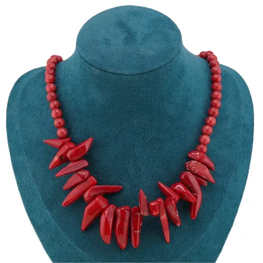 Colier Coral rosu sfere 7mm si freeform 16-30mm, imagine 3
