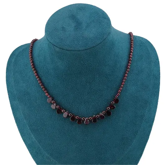 Colier Granat sfere 3mm si briolete 8mm, imagine 3