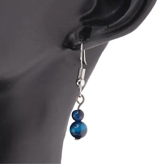 Set cercei, colier si bratara Ochi de tigru bleu sfere, 6mm, imagine 4