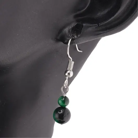 Set cercei, colier si bratara Ochi de tigru verde sfere, 6mm, imagine 4
