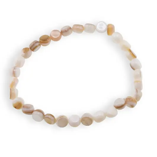 Bratara Sidef crem rondele pe elastic, 6mm