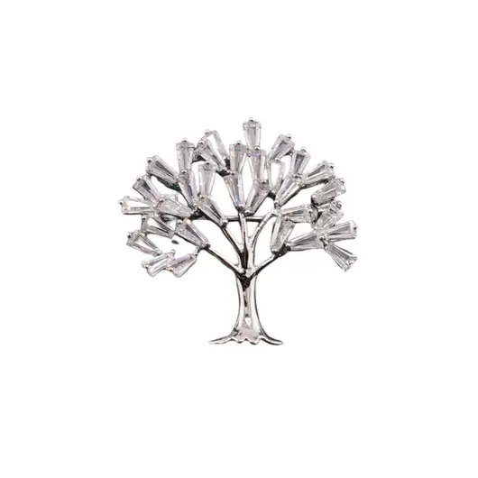 Brosa argintie, model pom cu zirconii - 25mm