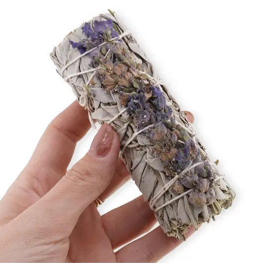 Buchet Salvie Alba cu flori de Lavanda - 10cm, imagine 3