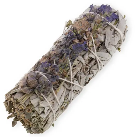 Buchet Salvie Alba cu flori de Lavanda - 10cm
