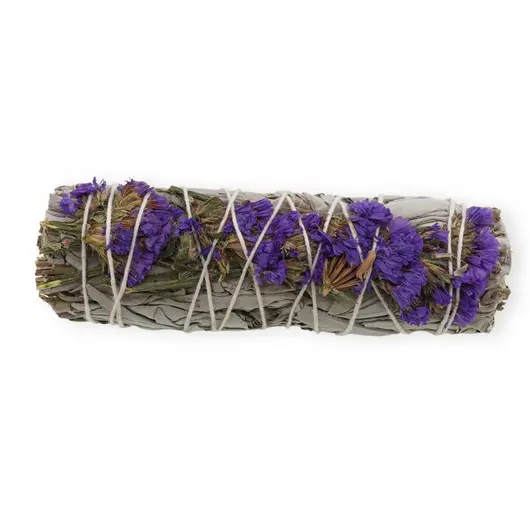 Buchet Salvie Alba cu Flori Mov de Sinuata - 10cm, Culoare flori: Flori mov, imagine 2