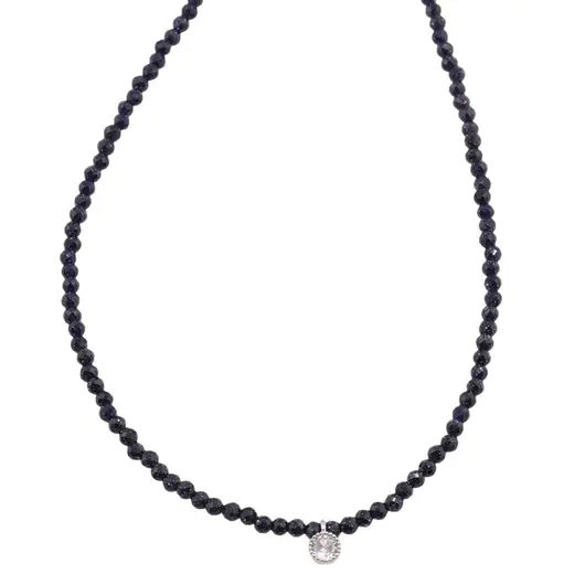 Colier Goldstone albastru sfere fatetate cu element din zirconiu, 2mm, imagine 2