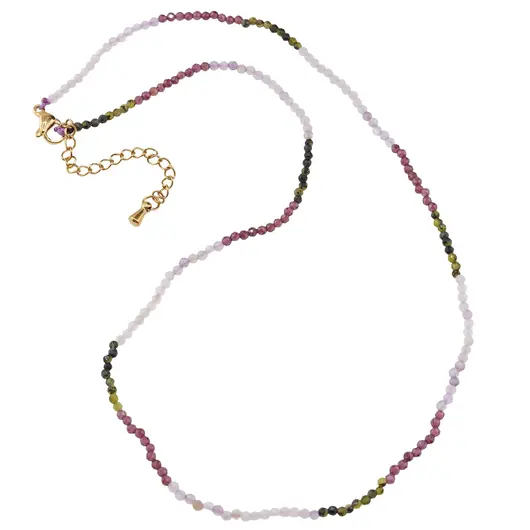 Colier Kunzit, Jad si Granat rhodolit sfere fatetate, 2mm
