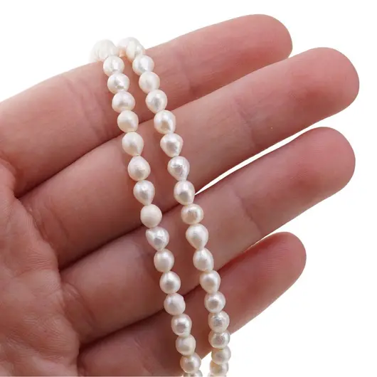 Colier perle de cultura albe neuniforme, 4mm, imagine 3