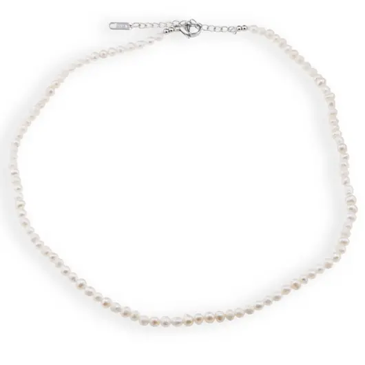Colier Perle de cultura albe sfere 4mm