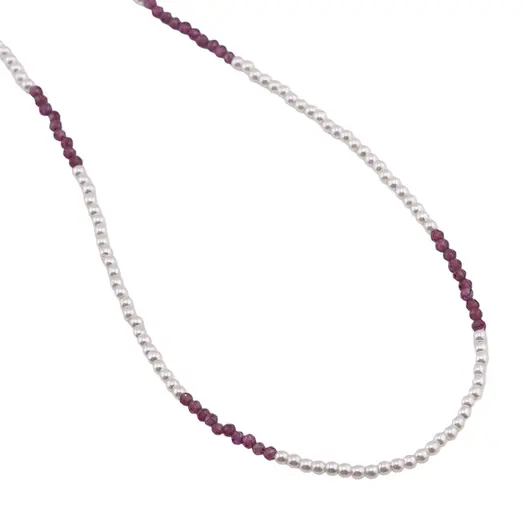 Colier perle si Granat rhodolit sfere fatetate, 2mm, imagine 2