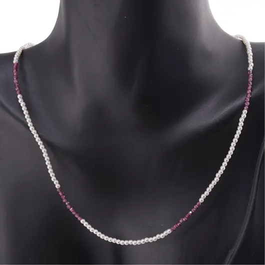 Colier perle si Granat rhodolit sfere fatetate, 2mm, imagine 3
