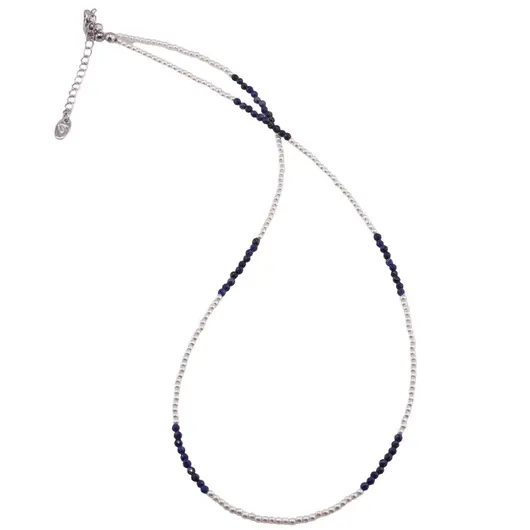 Colier perle si Lapis Lazuli sfere fatetate, 2mm