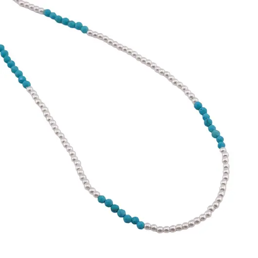 Colier perle si Turcoaz sfere fatetate, 2mm, imagine 2