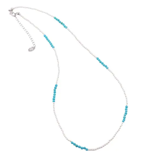 Colier perle si Turcoaz sfere fatetate, 2mm