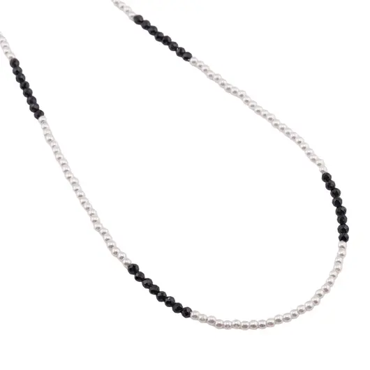Colier perle si Turmalina sfere fatetate, 2mm, imagine 2