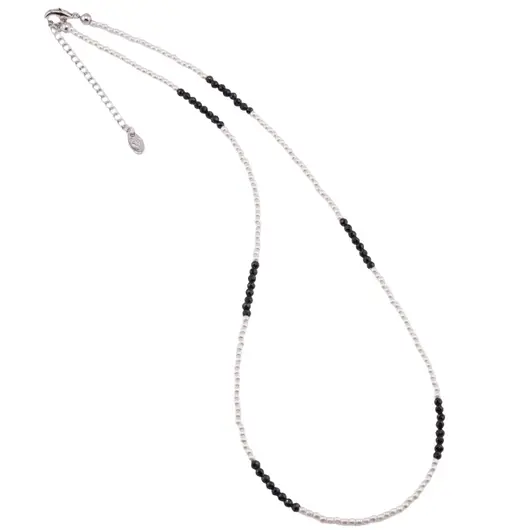 Colier perle si Turmalina sfere fatetate, 2mm